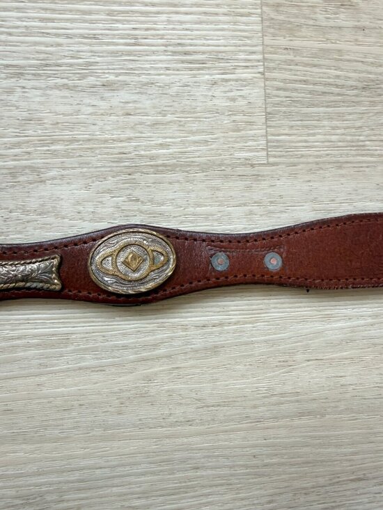 Vintage Western Leather Belt Silver Concho Tooled Brown Cowboy Size 40 main image 10